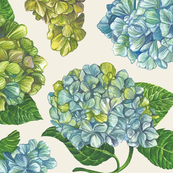 Hydrangea Green Paper Cocktail Napkins