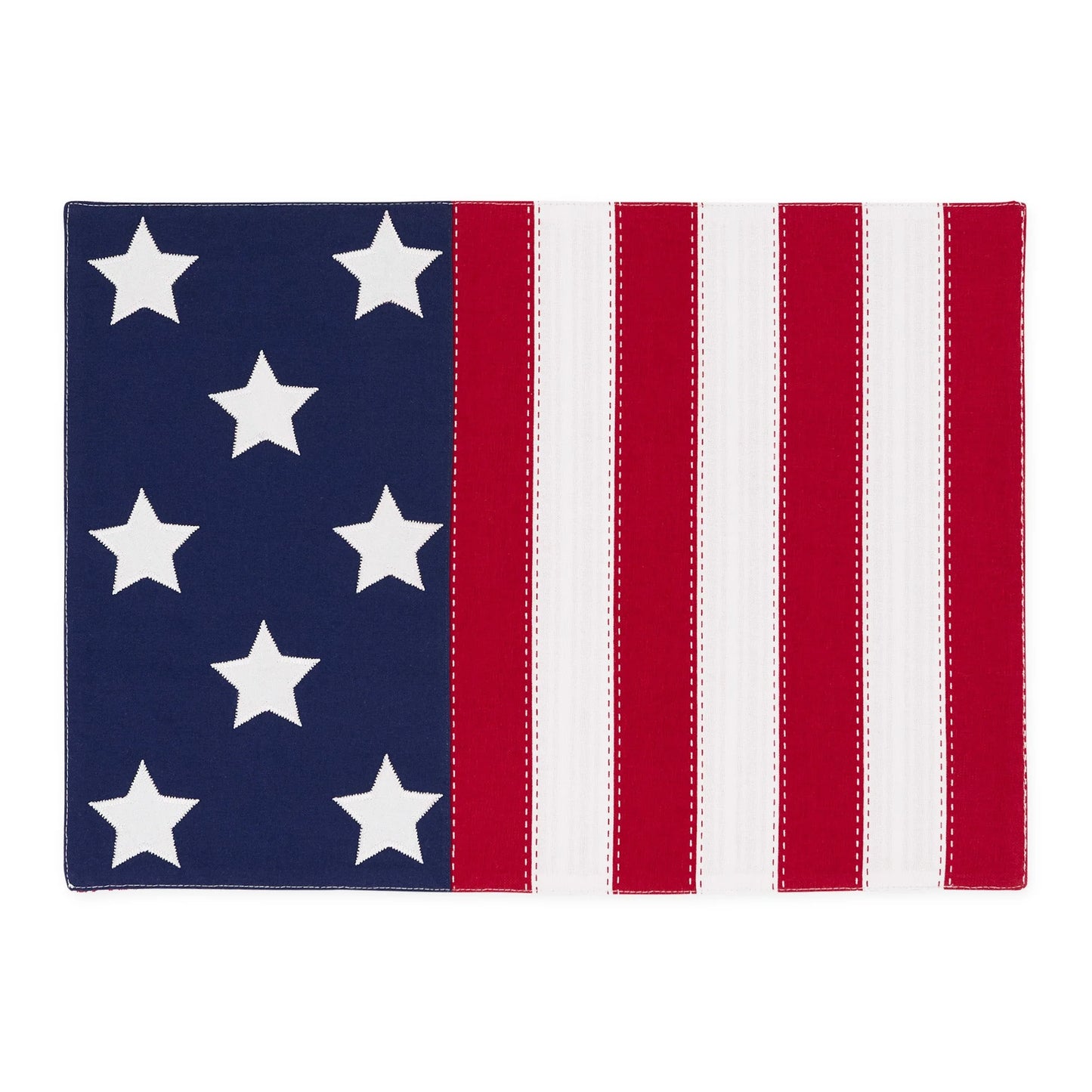Americana Flag Reversible Placemat with 7 white stars, red and white stripes. Available in 13"x19".