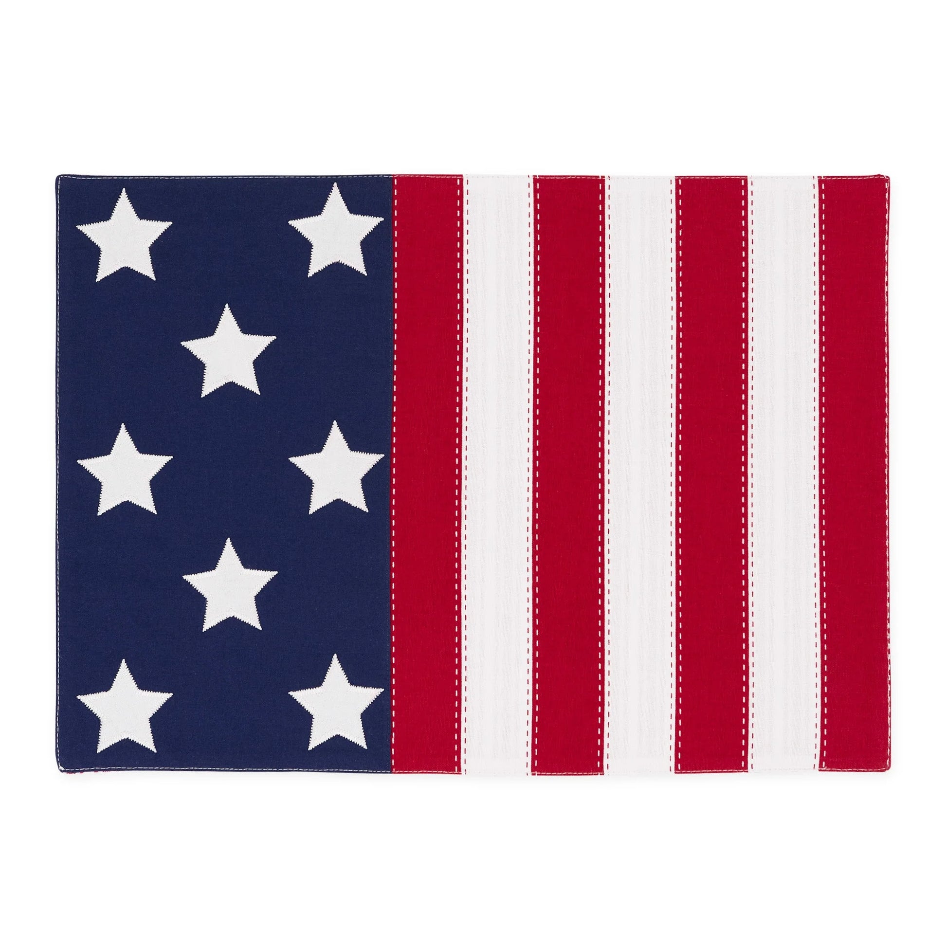 Americana Flag Reversible Placemat with 7 white stars, red and white stripes. Available in 13"x19".