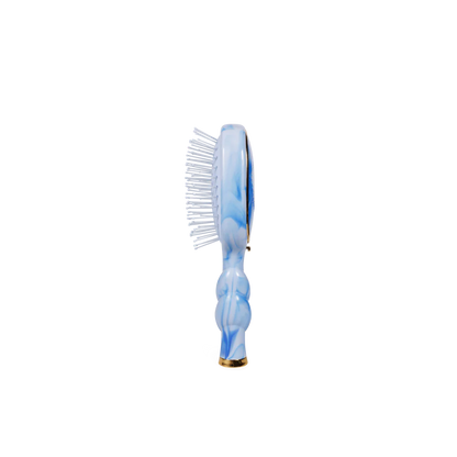 Mini Detangler Brush for Medium Hair in blue and white marble; plastic bristles; available in mini size.