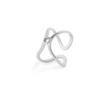 ONDA Adjustable by QUDO: minimalist open wavy ring with a round gemstone, available in multiple adjustable sizes.