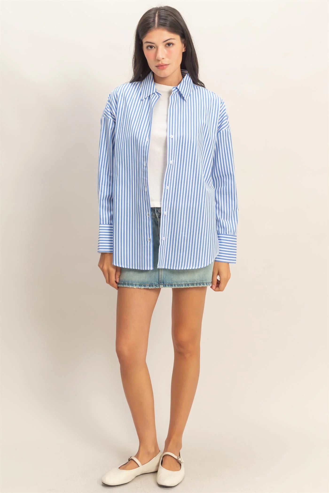 Striped Button-Up Poplin Shirt | 3 Colors