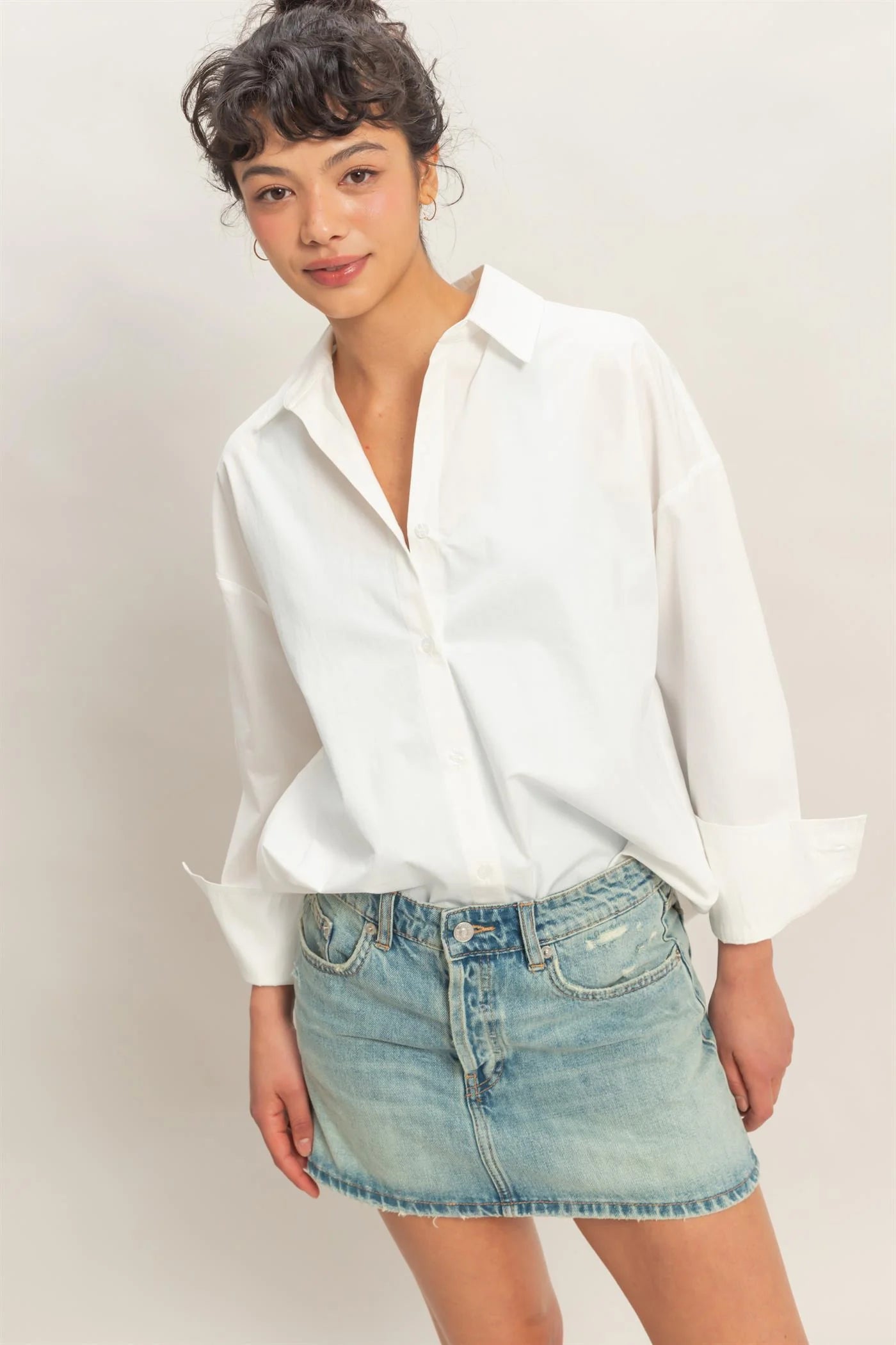 Button Up Poplin Shirt | 3 Colors