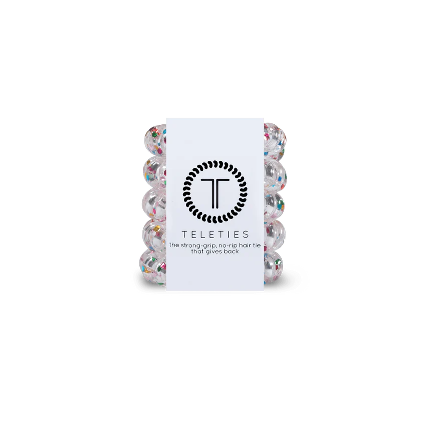 TELETIES Hair Ties: Strong grip, no rip hair ties. Available sizes: Small, Large.