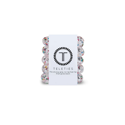 TELETIES Hair Ties: Strong grip, no rip hair ties. Available sizes: Small, Large.