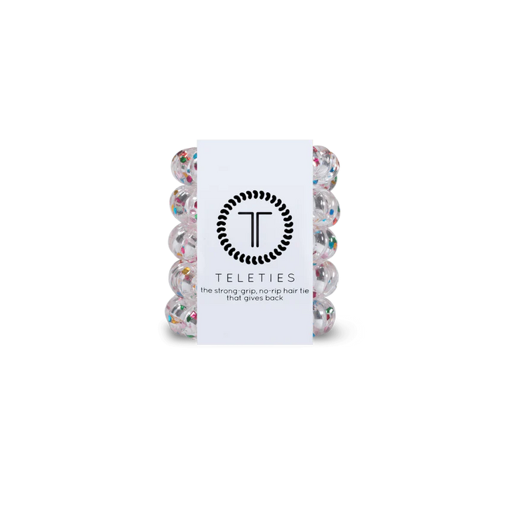 TELETIES Hair Ties: Strong grip, no rip hair ties. Available sizes: Small, Large.
