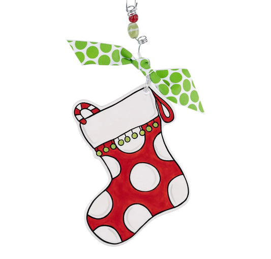 Polka Dot Stocking Flat Ornament