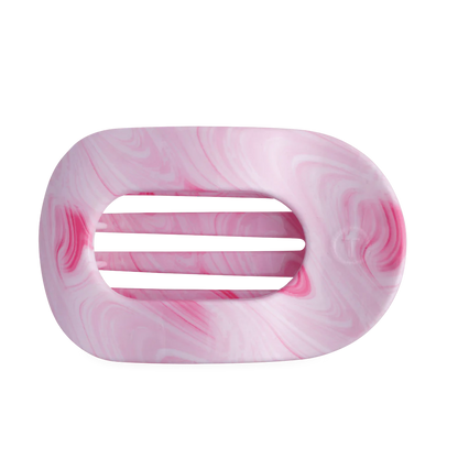 Rectangular soap dish with rounded edges, pink and white marbled, three center slats. Available in small and large sizes.