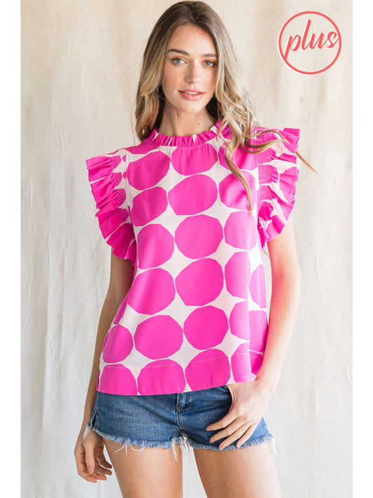 Pink Dot - Ruffle Sleeve Shirt Plus