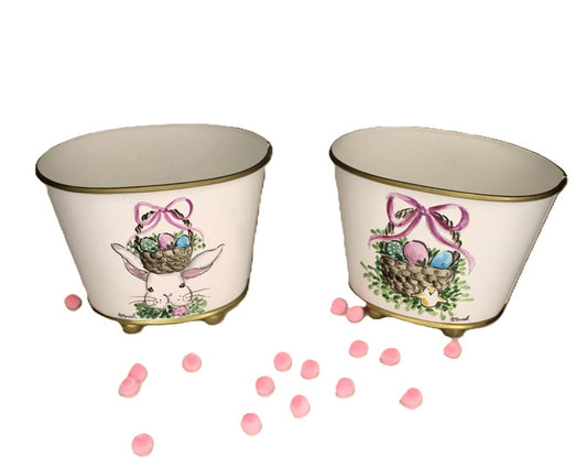 Hand-painted Metal Cachepot | 2 Designs