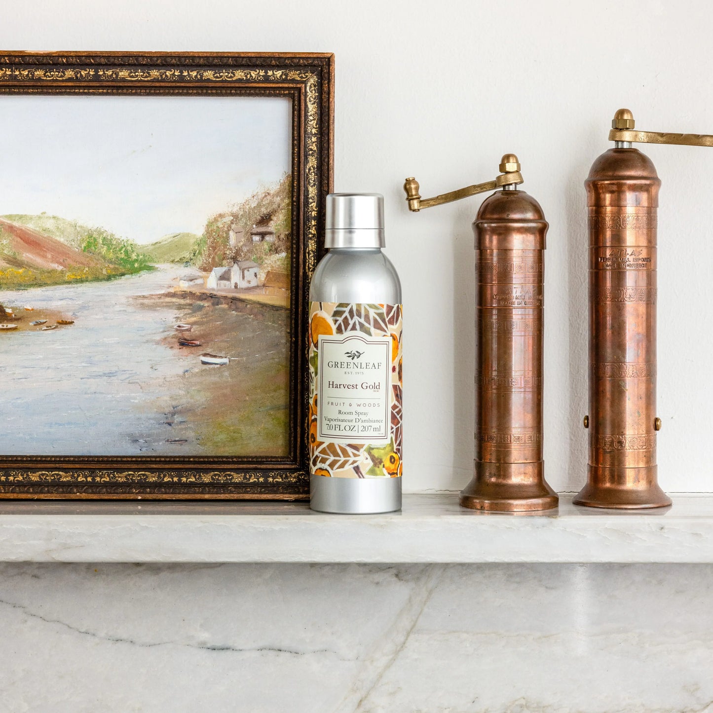 Harvest Gold Room Spray bottle with long-lasting fragrance, available in 100ml and 250ml sizes.