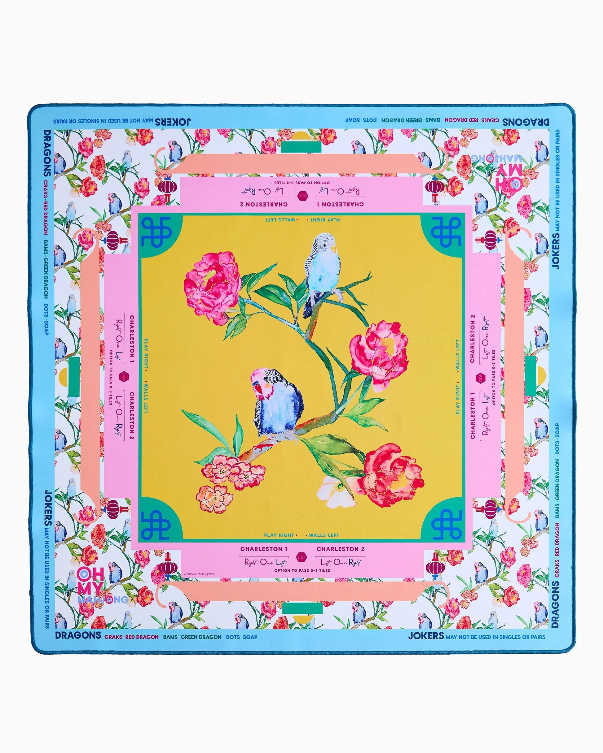 Spring Fling x Brooke Wright Mat with two blue birds on flowering branch and bright floral patterns. Available in multiple sizes.
