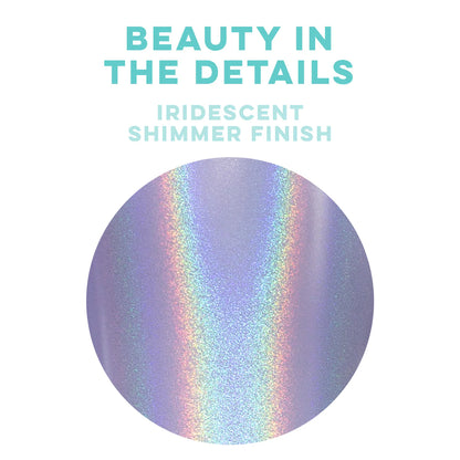 Pixie Party Cup: Iridescent surface reflecting purple, pink, and blue colors. Sizes available: 8oz, 12oz.