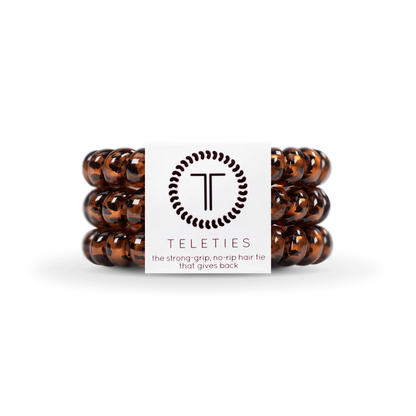 TELETIES Hair Ties Set - Brown: Strong grip, no-rip performance. Sizes available: Small, Large.