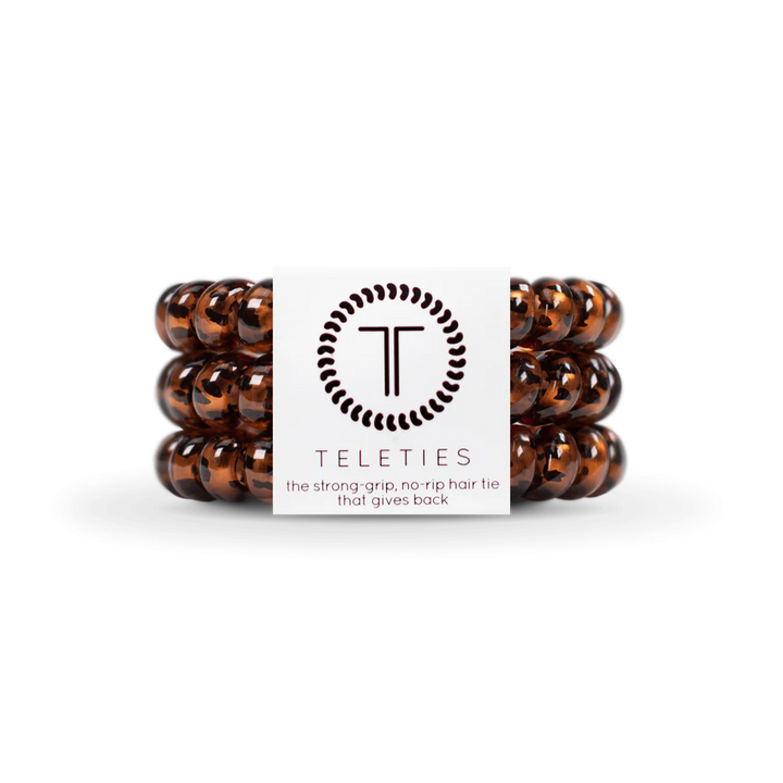 TELETIES Hair Ties Set - Brown: Strong grip, no-rip performance. Sizes available: Small, Large.