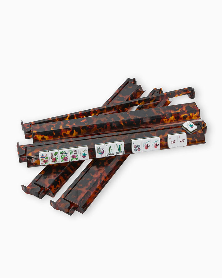 Tortoise Shell Rack &amp; Pusher Set includes four racks, one acrylic accessory rack, and two dice. Sizes: standard only.