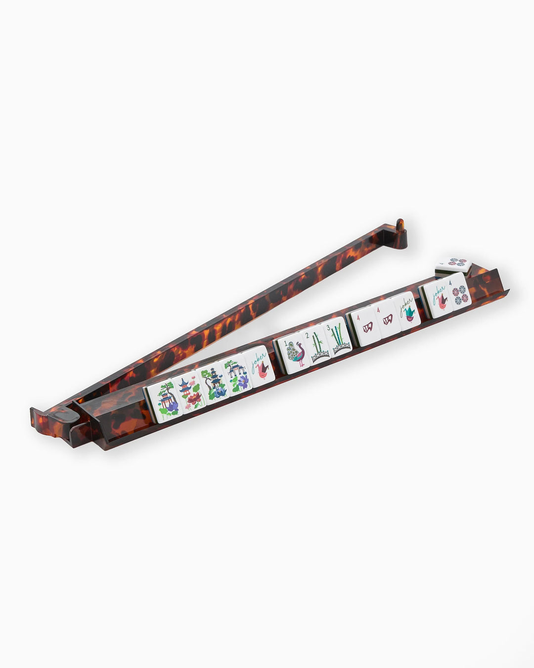 Tortoise Shell Rack &amp; Pusher Set for mahjong tiles. Available in standard and large sizes. Acrylic construction.