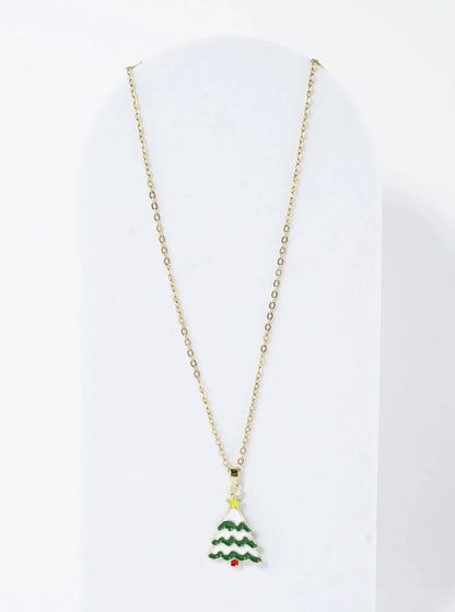 Stainless Steel Christmas Tree Pendant Necklace