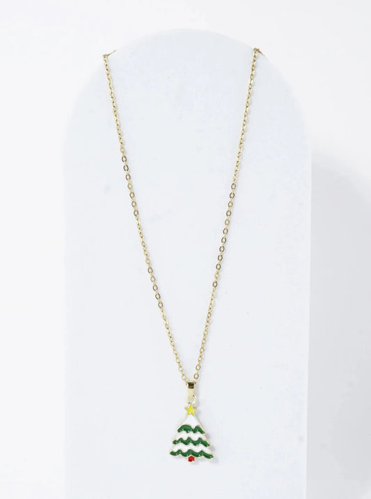 Stainless Steel Christmas Tree Pendant Necklace