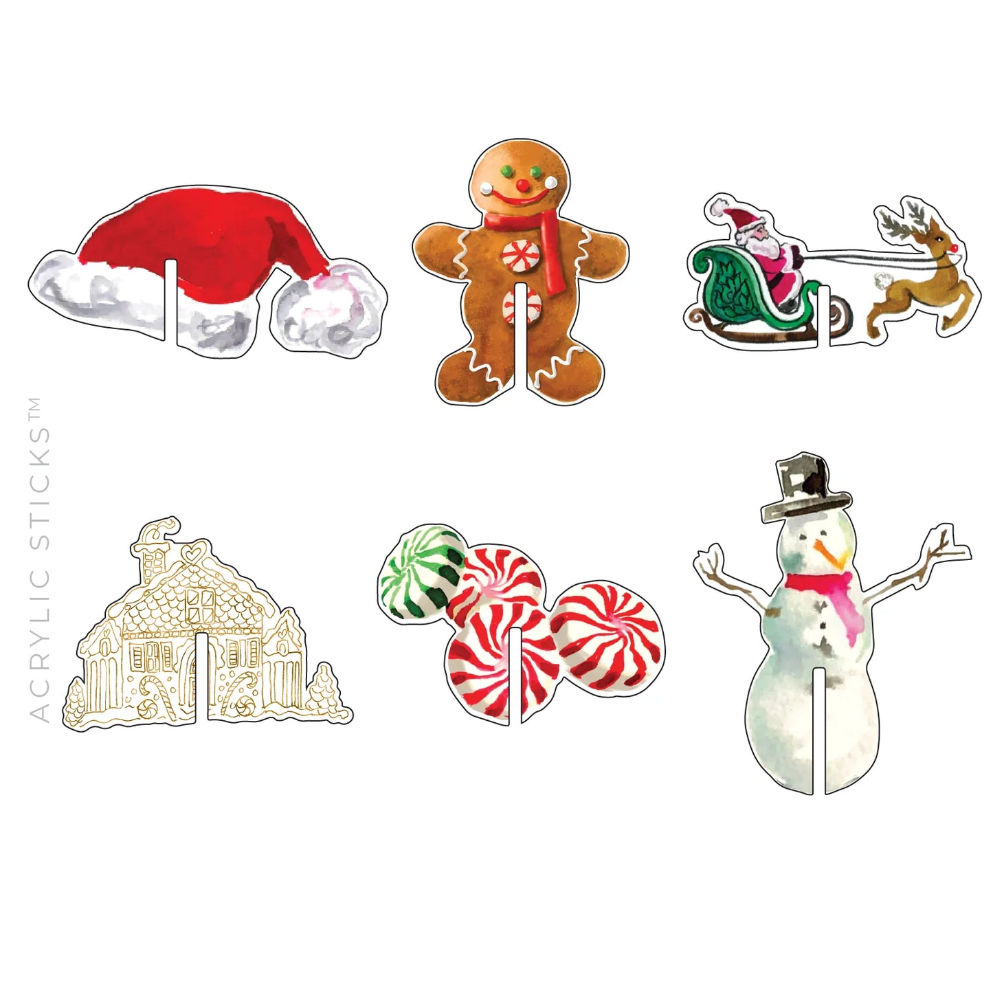 Classic Christmas Acrylic Drink Clips