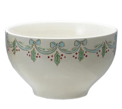 Holiday Stoneware Bowl with Bows | 4 Styles