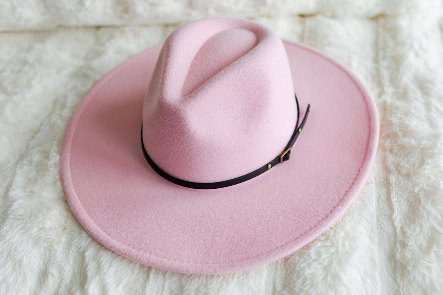 Wide Brim Hat w/ Belt - Blush Pink RTS