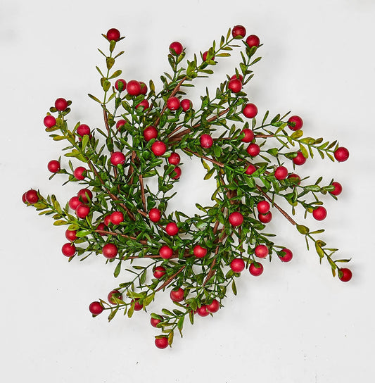 3.25"  Boxwood And Berry Candle Ring