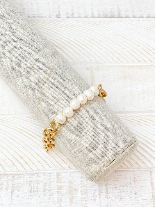 Freshwater Pearl Toggle Bracelet - Gold