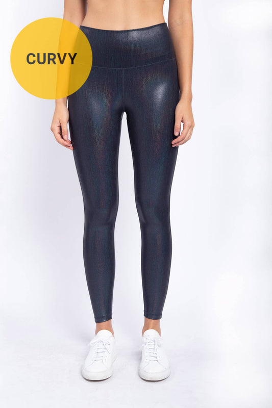 CURVY Iridescent Holo Foil High-Waisted Leggings