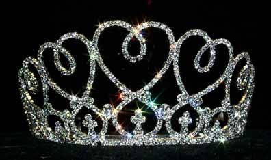 The Heart Bouquet Tiara #12740: 3" tall sterling silver, heart designs, rhinestones, secure hair comb. Available in 3" size.