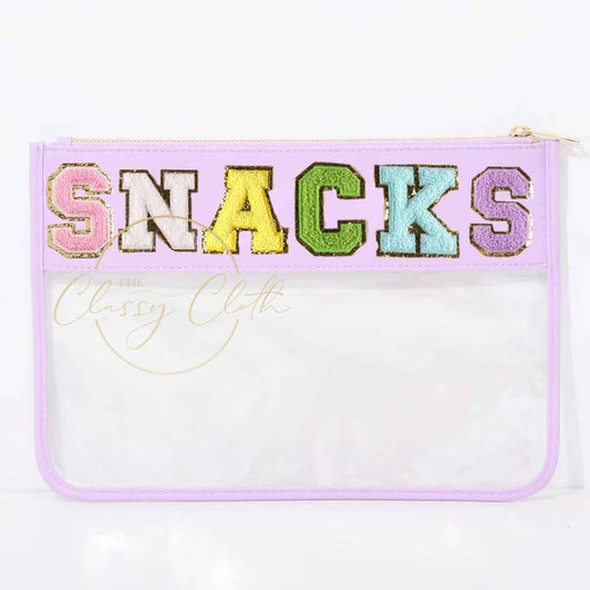 Chenille Letter Clear Pouch - SNACKS ETA MAY 15