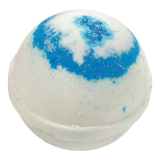 This bath bomb, inspired by "Cool Water", provides a strong fragrance for relaxation and rejuvenation. Upon activation, the natural blue color splashes out, creating a globe-like effect in your bath. It is compact yet efficient with potent ingredients packed inside. Available in standard size suitable for any standard-sized bathtubs and sold individually on an isolated white background for easy perception of its color and features.