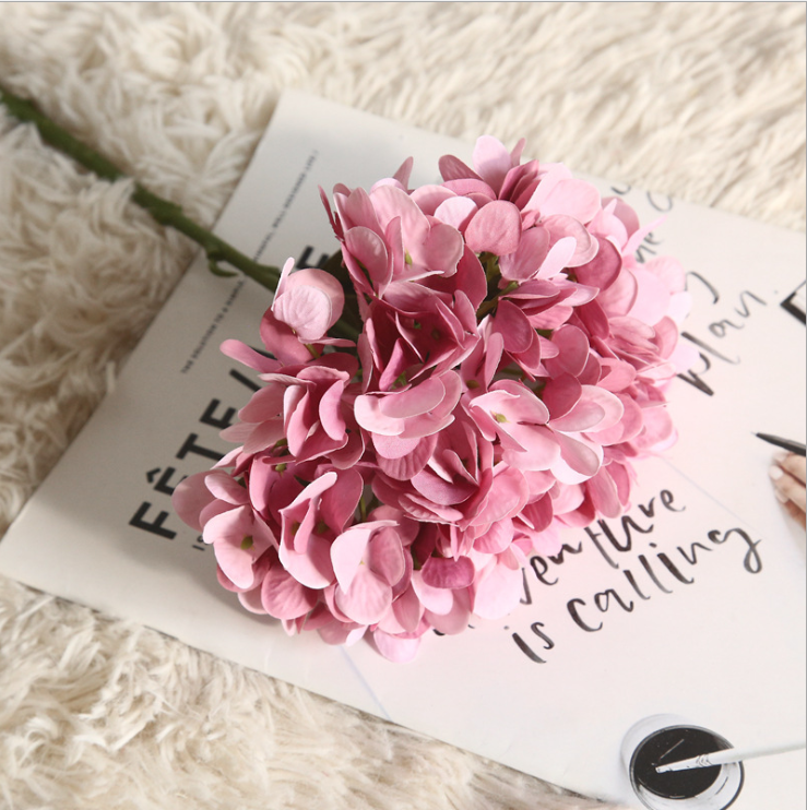 Hydrangea Single Stem Artificial Flower shown; available in 16", 20", and 24" sizes.
