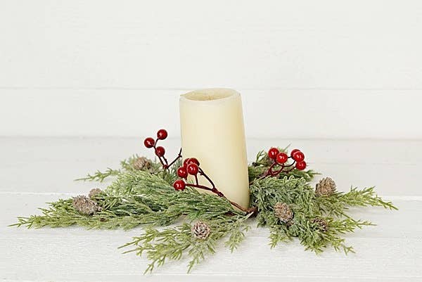 Ring-Frosted Soft Pines with Red Berries