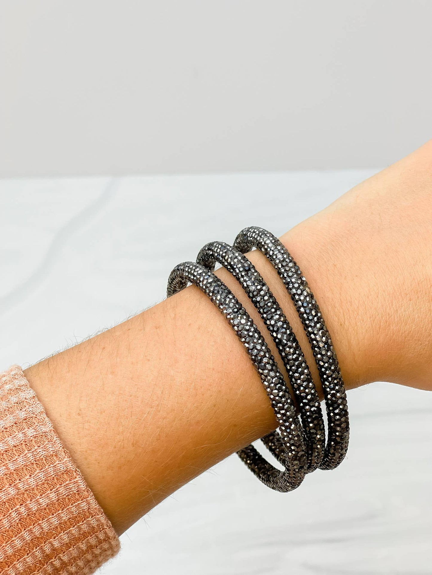 Pave Rhinestone Bangle Set