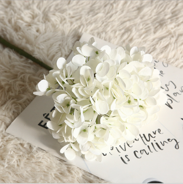 Hydrangea Single Stem Artificial Flower with lifelike blooms. Available in multiple sizes.
