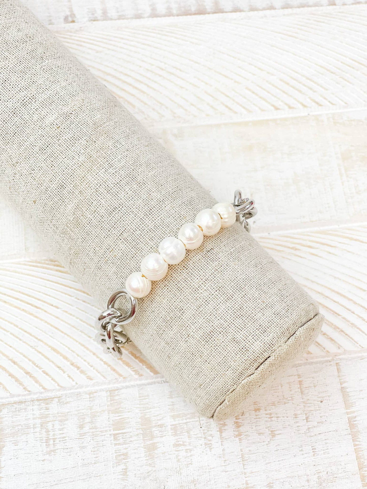 Freshwater Pearl Toggle Bracelet - Silver