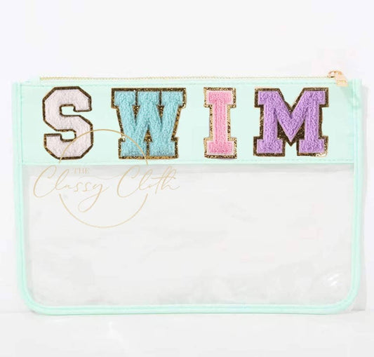 Chenille Letter Clear Pouch - SWIM