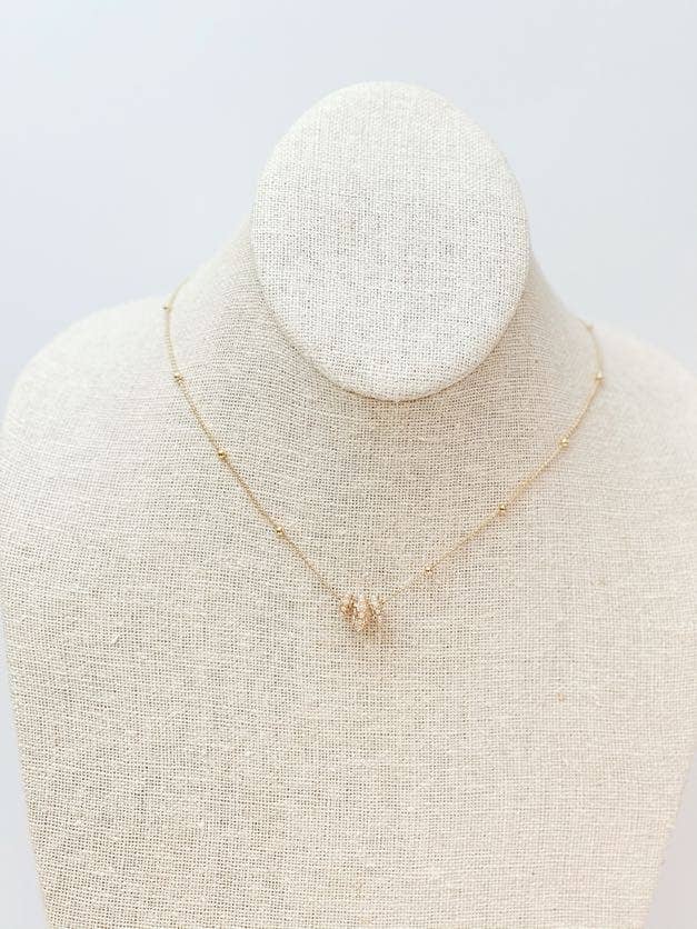 Dainty Pearl Beaded Charm Pendant Necklace - Gold