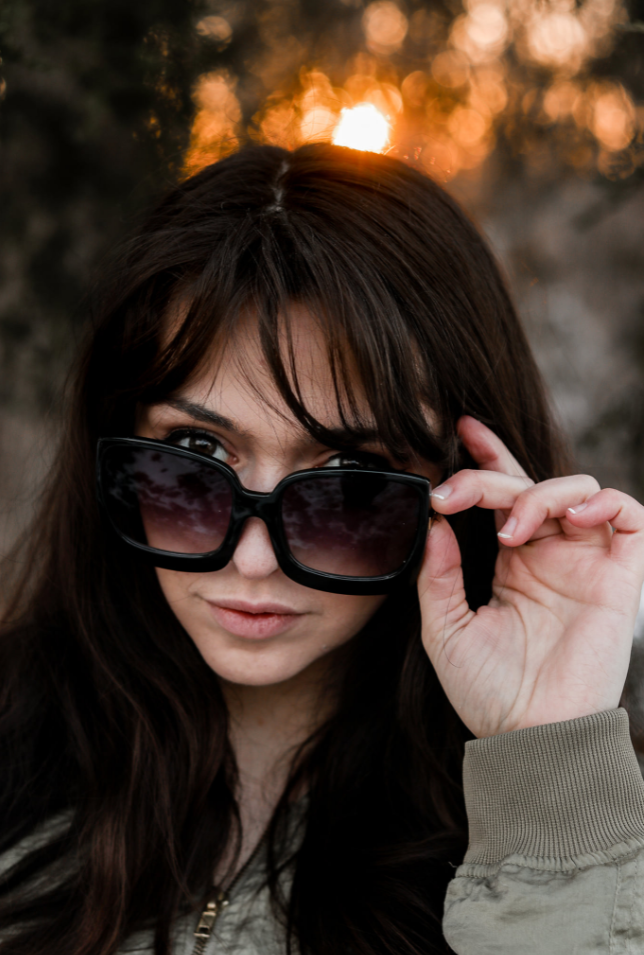 Megan Oversized Gradient Sunglasses, available in multiple sizes, featuring a bold frame and gradient lenses.