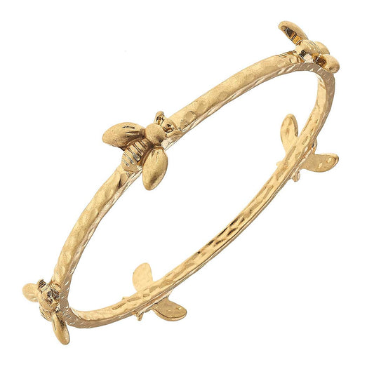 Claudia Bee Bangle in Worn Gold