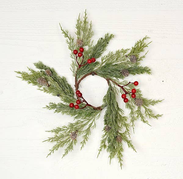 Ring-Frosted Soft Pines with Red Berries