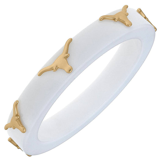 Texas Longhorn Resin Logo Bangle in White