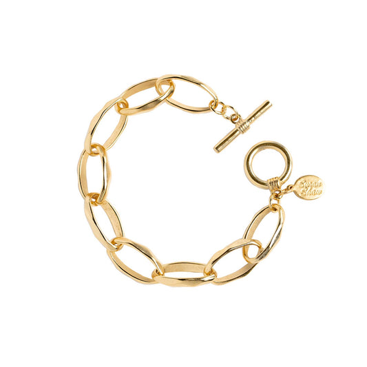 Gold Oblong Chain Bracelet