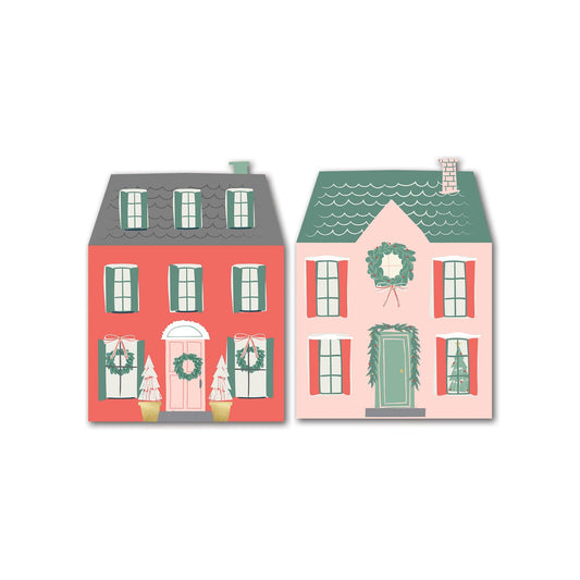 Village Christmas Houses Shaped Paper Dinner Napkin Set