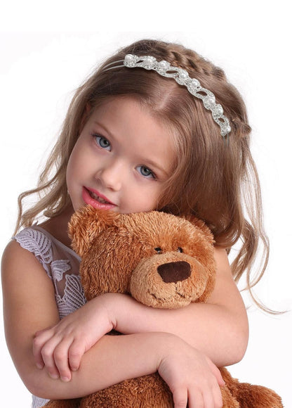 Crystal Flowers & Leaves Crown Headband, available in various sizes. Features delicate crystal blooms and leaf detailing.