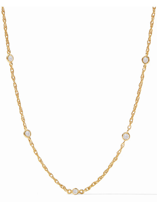 Charlotte Delicate Station Necklace Gold Cubic Zirconia