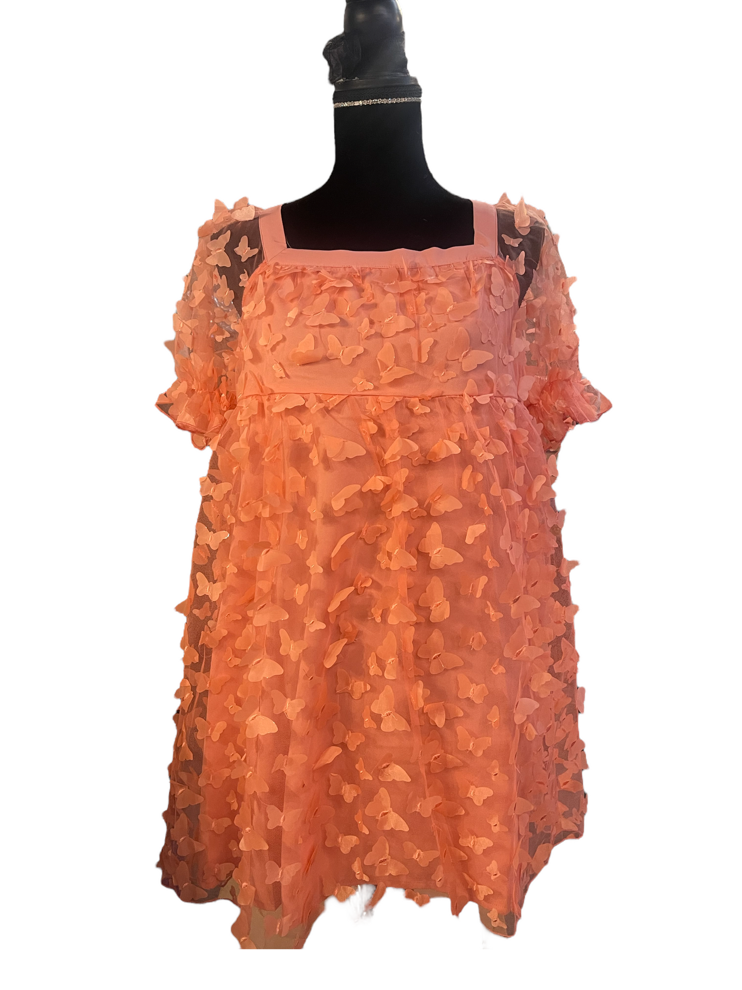 Butterfly Dress Black & Peach