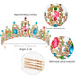 Multicolor Stone Gold Tiara with sparkly rhinestones, 2" tall, 5.5" diameter, includes four gold hairpins; wedding crown.