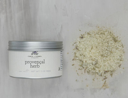 Small tin of "Provencal Sea Salt" available in 2oz and 4oz sizes.